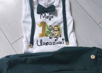 Komplet butelkowa zieleń moje 1 urodzinki safari