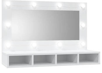 Szafka z lustrem i oświetleniem LED biała 90x315x62 cm WM-808891
