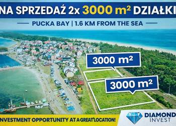 Działki inwest 1,6 km do Zatoka Pucka Hel