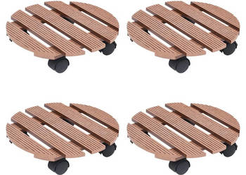 Podstawki na kółkach pod donice 4 szt. brąz Ø30x75 cm WPC WM-3143925