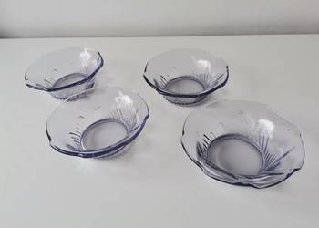Stare fioletowe 4 miseczki szkło Art Deco