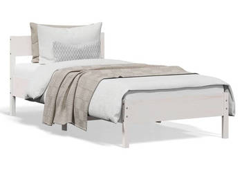 Rama łóżka bez materaca biała lite drewno sosnowe 100x200 cm WM-842759