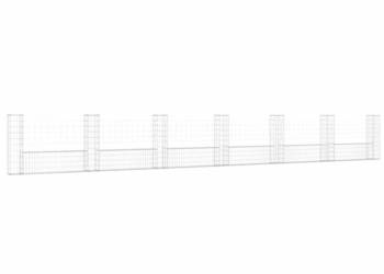vidaXL Ogrodzenie gabionowe z 7 słupkami, żelazo(SKU:151280)
