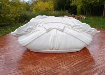 Vintage doniczka lub osłonka ceramiczna w kształcie koszyka (jardinière), w