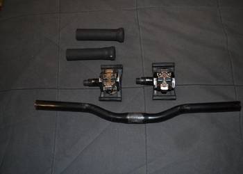 Pedały zatrzaskowe Shimano + kierownica +chwyty/gripy