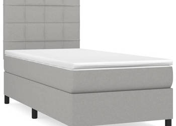Łóżko kontynentalne z materacem jasnoszare tkanina 100x200cm WM-3141753
