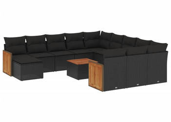 13-cz. zestaw mebli do ogrodu poduszki czarny rattan PE WM-3260669