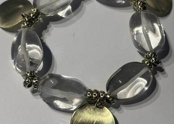 Bransoletka kryształ górski i mosiądz