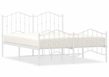 Łóżko Metalowe Białe Rama Łóżka Ze Stelażem Biała 135x190 cm WM-373855