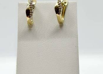 Nowe złote kolczyki pr 585 1,94g Cyrkonia, Angielskie