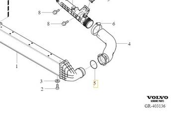 VOLVO V40 V40CC uszczelka oring intercoolera 45mm 31422413 VOLVO V40 V40CC uszczelka oring intercoolera 45mm 31422413