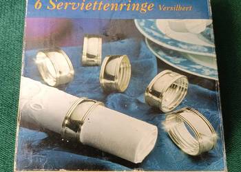 Sześć posrebrzanych obrączek na serwetki Eduscho Retro