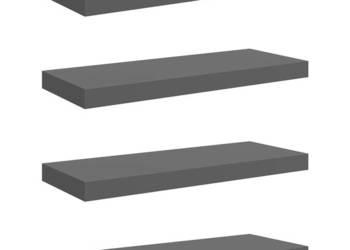vidaXL Półki ścienne, 4 szt., wysoki połysk, szare(SKU:323792)