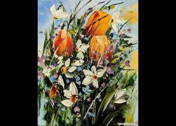 Kowalik - Wiosenny bukiet - 30x24cm Obraz Olejny Tulipany