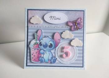 Personalizowana Kartka urodzinowa ręcznie robiona Stitch