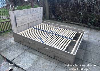 Łóżko sypialniane z szufladami ( Oświetlenie LED ) + stelaż 160x200 Transpo