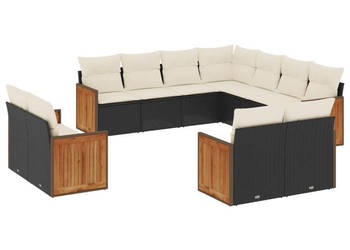 11-cz. zestaw wypoczynkowy do ogrodu poduszki czarny rattan PE WM-3228177