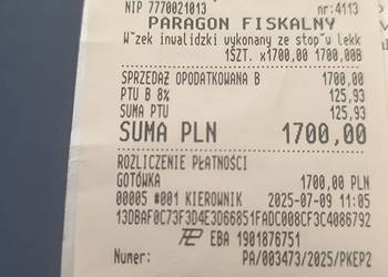 Wózek inwalidzki nowy z fakturą i gwarancją. Kosztował 1,7 tyś