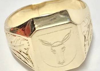 Złoty SYGNET męski 585 14K cudowny znak zodiaku BYK r.20