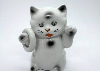 Rumuńska figurka kota Cervit Cluj Napoca lata 50 - 60 XX w ręcznie malowana