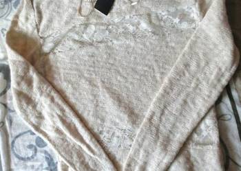 Sweter Jessica C&A. Wstawki koronkowe. Dobry na S, Xs. 100% BAWEŁNA! _ NOWY
