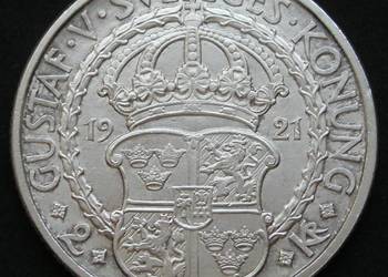 SZWECJA 2 KORONY 1921 - SWOBODY POLITYCZNE ROCZNICA -  - SREBRO