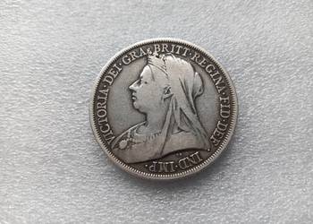 Stara srebrna moneta angielska VICTORIA 1893