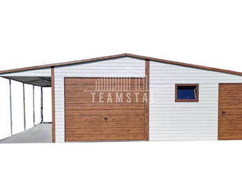 GARAŻ BLASZANY 6m x 6m + wiata 2,5m x 6m Brama 3x okno TS382