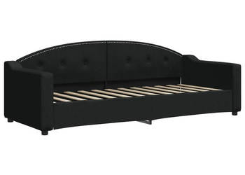 Sofa z funkcją spania czarna obita tkaniną 80x200 cm WM-354180