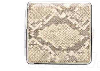 Papierośnica Metalowa Pokryta Skórą z Wzorem Skóry Węża Złota