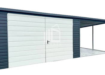GARAŻ BLASZANY 4m x 6m poziom wiata 3x6 spad tył Brama  ID201