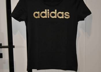 Adidas świetna koszulka złote logo 34 XS