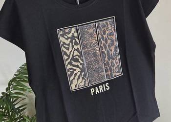 Damska bluzka na krótki rękaw, t-shirt czarny