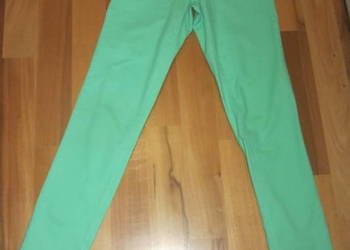 Laura T. miętowe bawełniane spodnie, rurki,slim, 34/XS