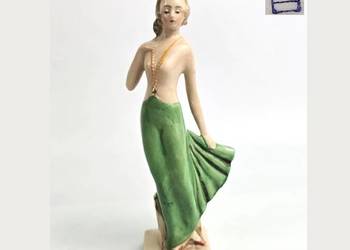 Tancerka półakt w zielonej sukni styl Art Deco Niemcy lata 20/30te