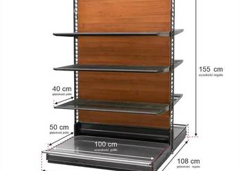 Regał WANZL dwustronny H-155 cm L-106 cm 6 półek MODUŁ BAZOWY