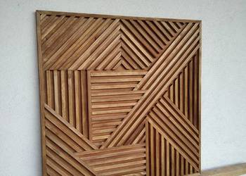 3D Przestrzenny obraz mozaika z drewna 80x80 cm kolor dąb