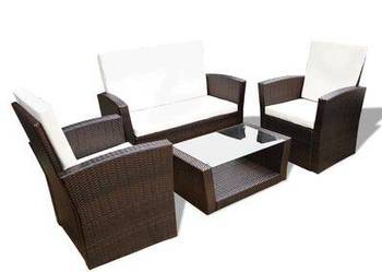 vidaXL 4-cz. zestaw wypoczynkowy do ogrodu, poduszki, rattan PE, (sku42641)