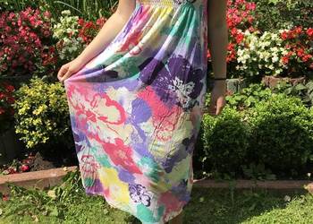 H&M Długa maxi kolorowa sukienka 36/38 S/M