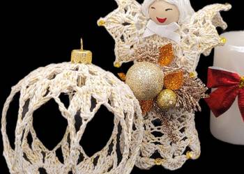 Świąteczny zestaw ręcznie wykonany-Aniołek z bombką