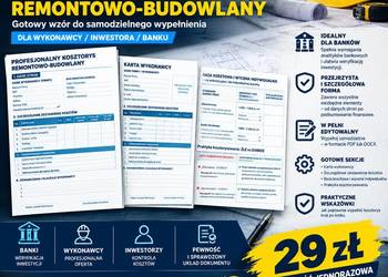 KOSZTORYS REMONTOWY DLA BANKU PDF + DOCX | 29 ZŁ