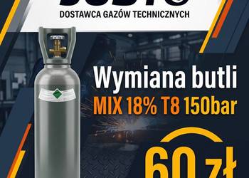Wymiana butli MIX 18% T8 8L 150bar – Gazy Techniczne JUSTO Nowy Sącz