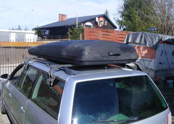 Pojemny BOX dachowy 550 l , Bagażnik Thule kpl wymiary wewn. 220 x 90x33cm