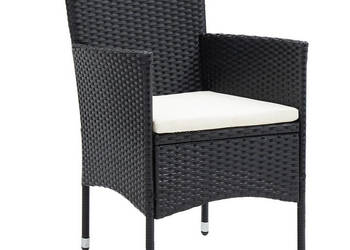 5-cz. zestaw mebli bistro rattan PE i szkło hartowane czarny WM-3058368