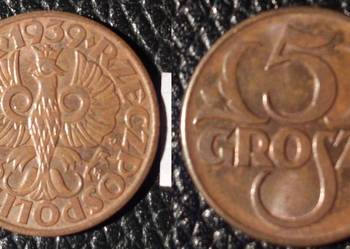 5 groszy 1939 - piękne ! Stan II / II-_