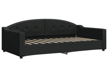 Sofa z funkcją spania czarna obita tkaniną 100x200 cm WM-354190