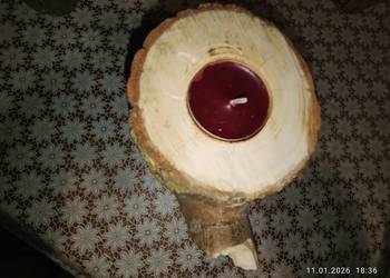 Świecznik drewniany wysoki