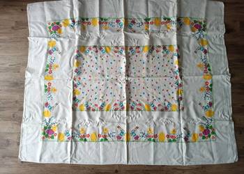 Lniany obrus wielkanocny PRL