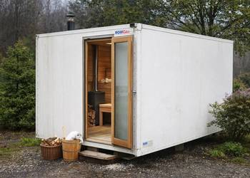 Sauna zewnętrzna baza do wykonania z konenera chłodniczego izoterma