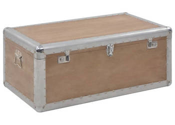 Skrzynia z litego drewna jodłowego 91 x 52 x 40 cm brązowa WM-246124
